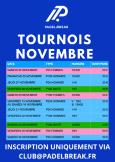 TOURNOI NOVEMBRE 2024