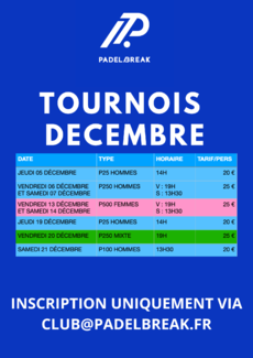 TOURNOI DÉCEMBRE 2024