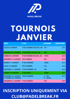 TOURNOI JANVIER 2025